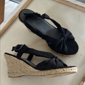 Black Wedge Sandals